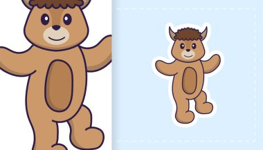 Şirin koyun maskotu karakteri. Çıkartmalar, yamalar, tekstil ve kağıt için kullanılabilir. Vektör illüstrasyonu