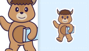 Şirin koyun maskotu karakteri. Çıkartmalar, yamalar, tekstil ve kağıt için kullanılabilir. Vektör illüstrasyonu