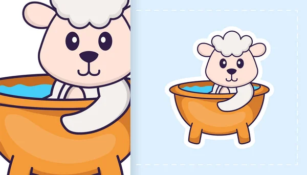 Cute Sheep Mascot Character Can Used Stickers Patches Textiles Paper — стоковый вектор