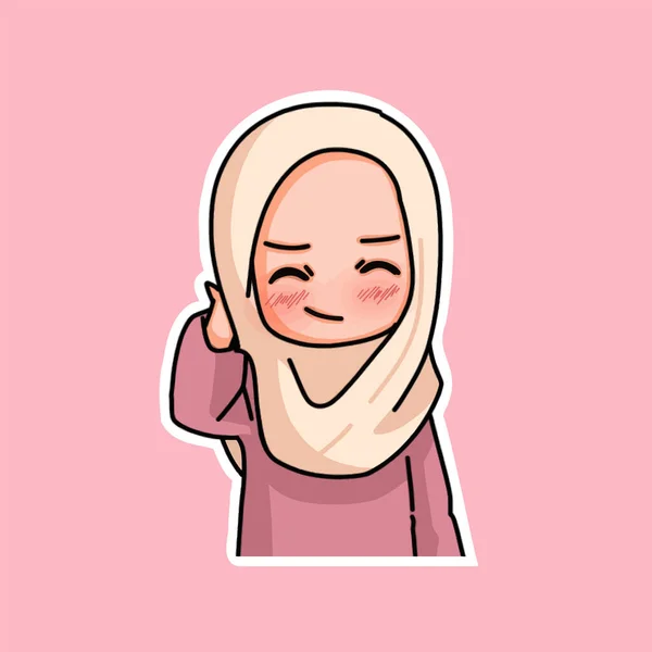 Illustration Muslim Kid Girl Wearing Hijab - Stok Vektor