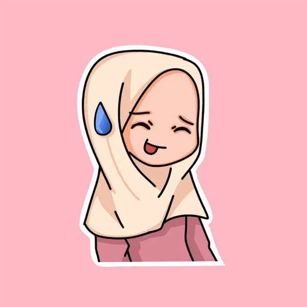 Illustration Muslim Kid Girl Wearing Hijab - Stok Vektor