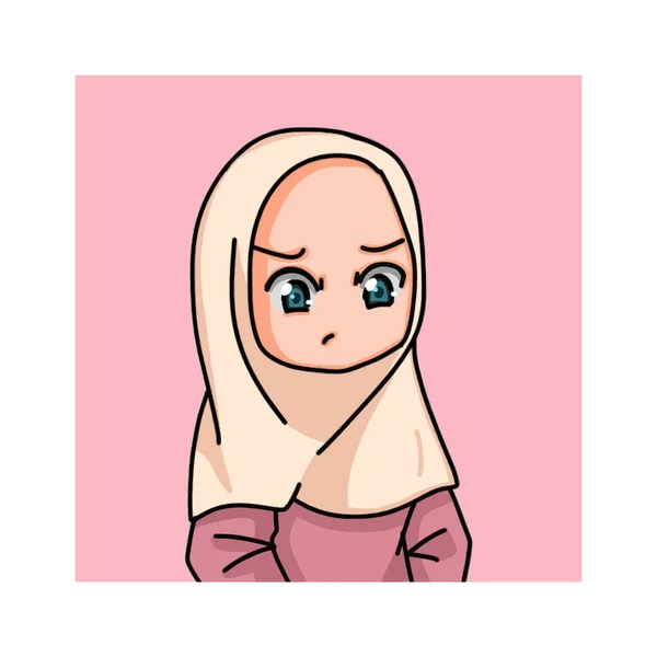 Illustration Muslim Kid Girl Wearing Hijab — Stock Vector