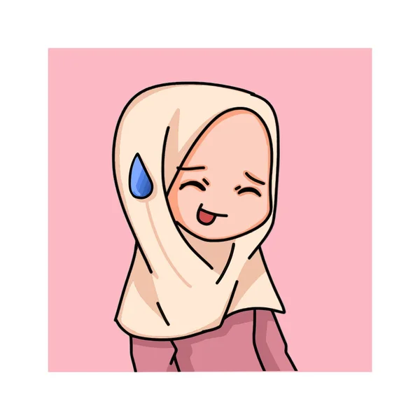 Illustration Muslim Kid Girl Wearing Hijab — Stockvektor