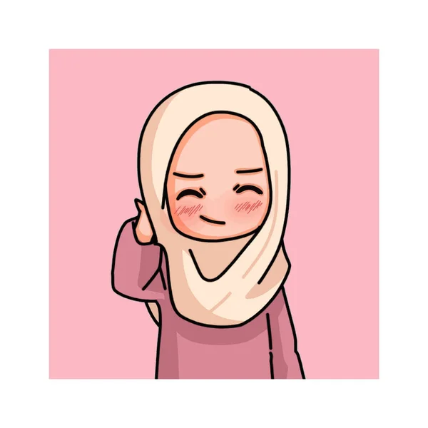 Ilustrasi Seorang Muslim Kid Girl Mengenakan Hijab - Stok Vektor