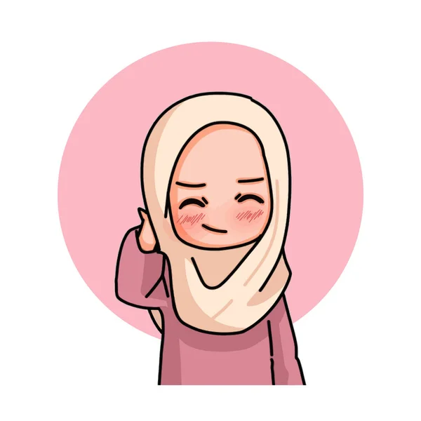 Illustration Muslim Kid Girl Wearing Hijab — Stock Vector