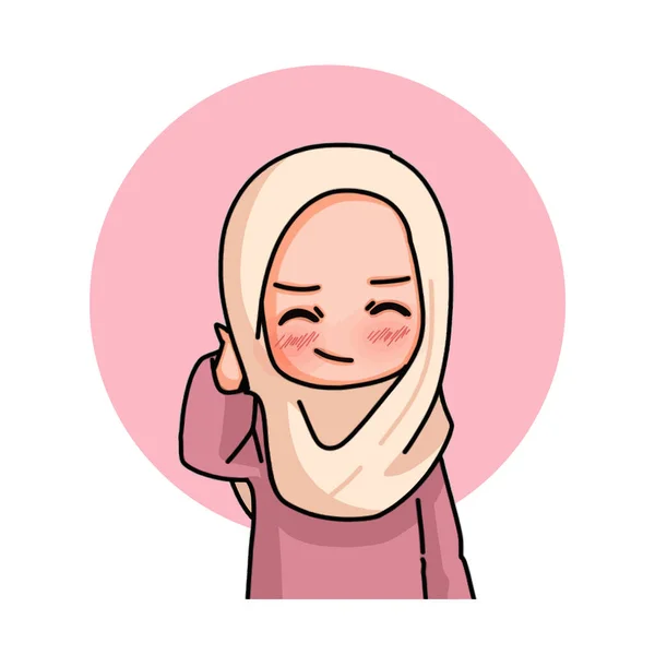 Illustration Muslim Kid Girl Wearing Hijab — ストックベクタ