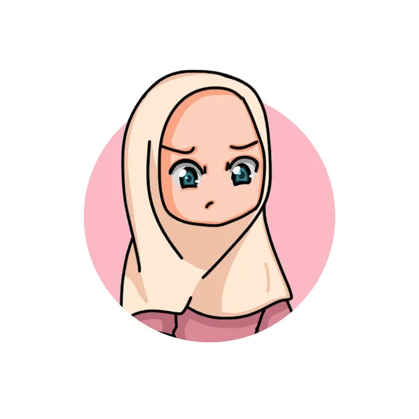 关于一名穆斯林少女穿着Hijab的说明 — 图库矢量图片