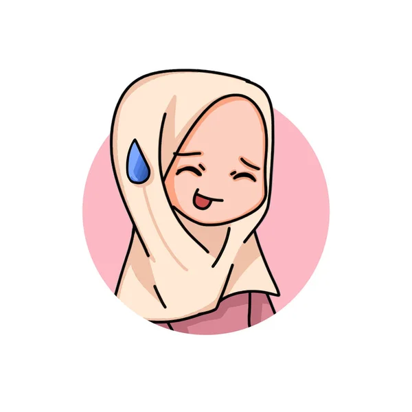 Ilustrasi Seorang Muslim Kid Girl Mengenakan Hijab - Stok Vektor