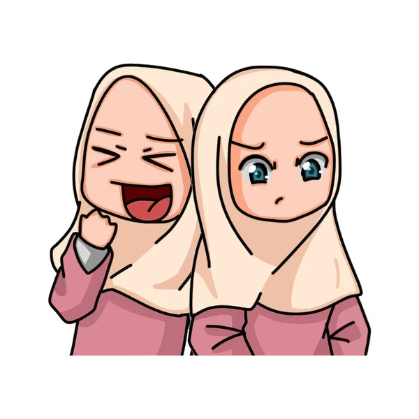 Illustration Muslim Kid Girl Wearing Hijab - Stok Vektor