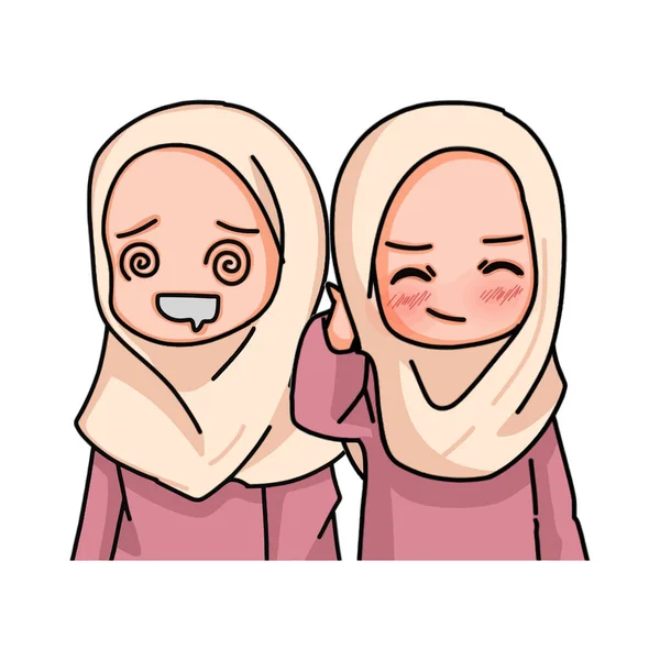 Illustration Muslim Kid Girl Wearing Hijab - Stok Vektor