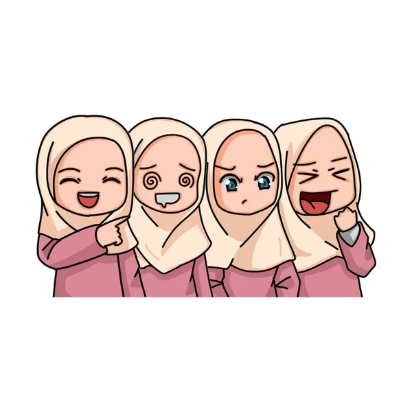 Ilustrace Muslimské Dívky Nosící Hidžáb — Stockový vektor