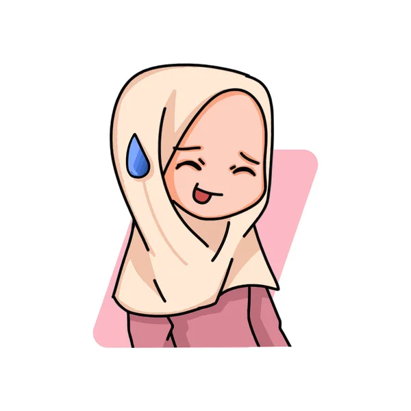 Illustration Muslim Kid Girl Wearing Hijab — Stockvektor