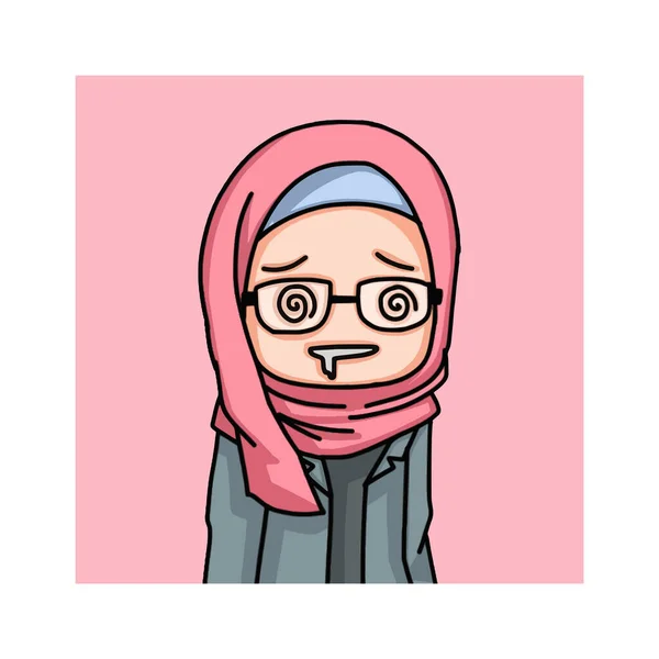 漂亮的穆斯林妇女戴着头巾插图 — 图库矢量图片
