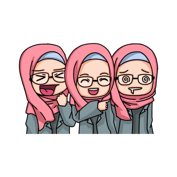 Beautiful Muslim Women Wearing Hijab Illustration Vector —  Vetores de Stock