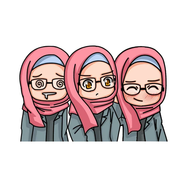 Beautiful Muslim Women Wearing Hijab Illustration Vector — ストックベクタ