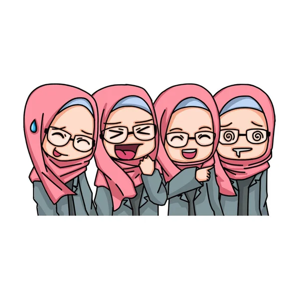 Beautiful Muslim Women Wearing Hijab Illustration Vector — ストックベクタ