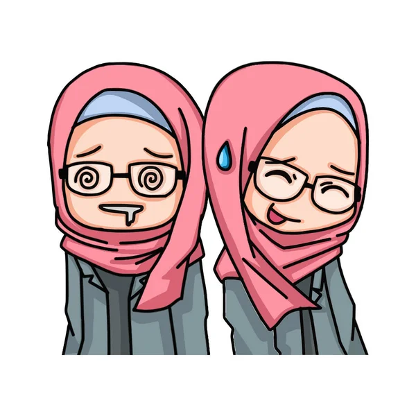 Belles Femmes Musulmanes Portant Une Illustration Hijab Vecteur — Image vectorielle