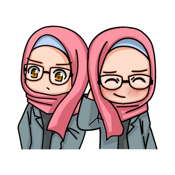 Beautiful Muslim Women Wearing Hijab Illustration Vector —  Vetores de Stock