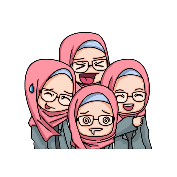 Mooie Moslimvrouwen Met Hijab Illustratie Vector — Stockvector