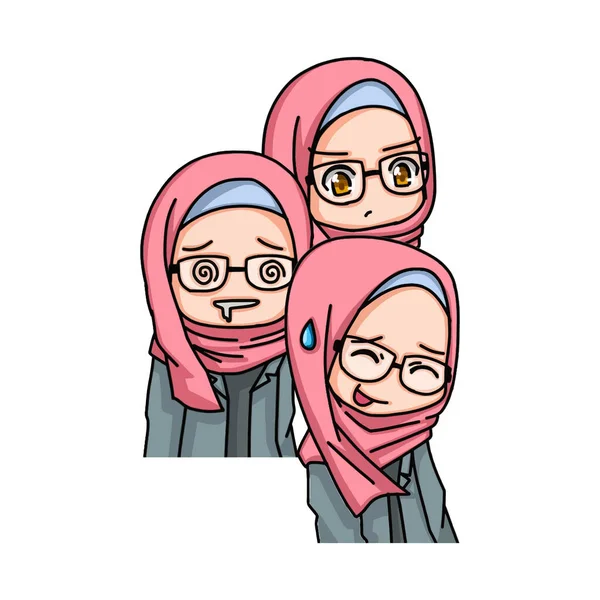 Belles Femmes Musulmanes Portant Une Illustration Hijab Vecteur — Image vectorielle