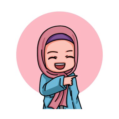 Başörtüsü takan kadın karakterin tasviri. Vektör İllüstrasyonu