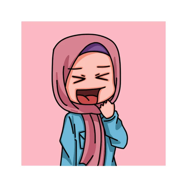 Illustration Female Character Wearing Hijab Vector Illustration — Stock vektor