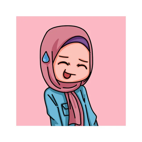 Illustration Female Character Wearing Hijab Vector Illustration — Stockvektor