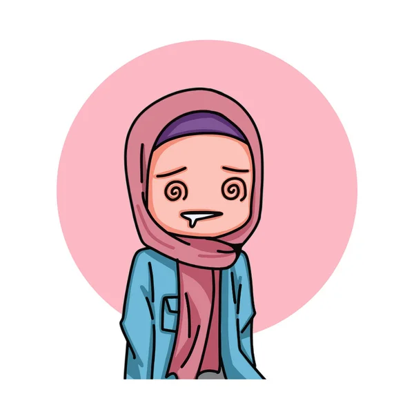 Illustration Female Character Wearing Hijab Vector Illustration — Vetor de Stock