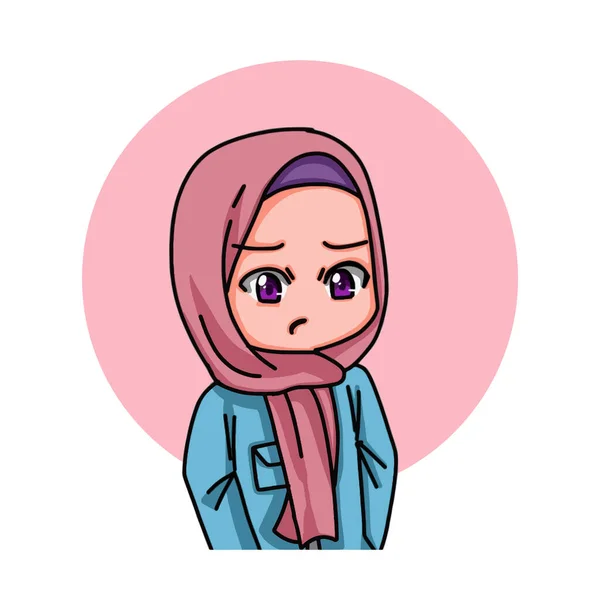 Illustration Female Character Wearing Hijab Vector Illustration — Vector de stock