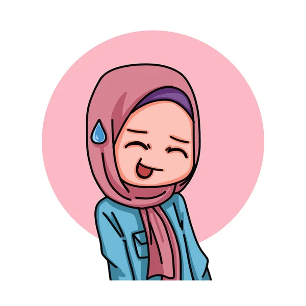 Illustration Female Character Wearing Hijab Vector Illustration - Stok Vektor