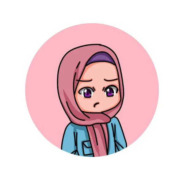 Illustration Female Character Wearing Hijab Vector Illustration — Vector de stock