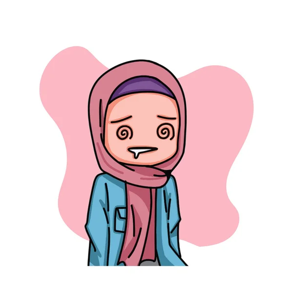 Illustratie Van Vrouwelijk Karakter Dat Hijab Draagt Vector Illustratie — Stockvector