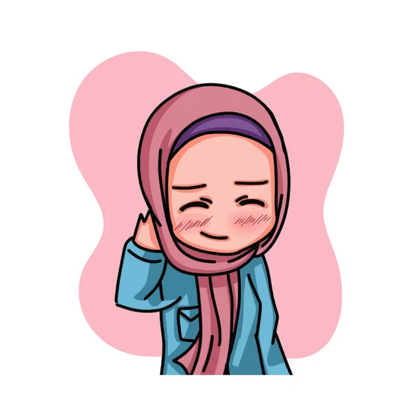 Ilustración Personaje Femenino Con Hiyab Ilustración Vectorial — Vector de stock