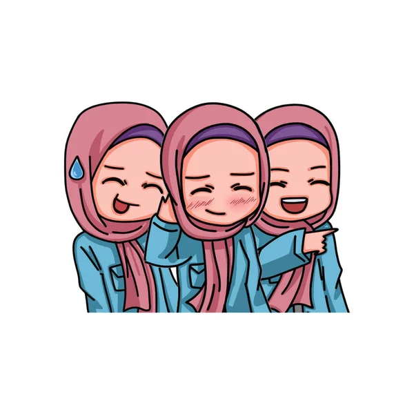 Illustration Female Character Wearing Hijab Vector Illustration — 스톡 벡터