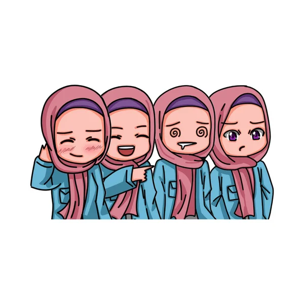 Illustration Female Character Wearing Hijab Vector Illustration — ストックベクタ