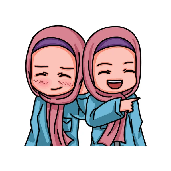 Illustration Female Character Wearing Hijab Vector Illustration - Stok Vektor