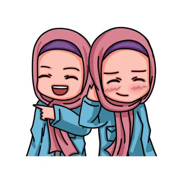 Illustration Female Character Wearing Hijab Vector Illustration - Stok Vektor