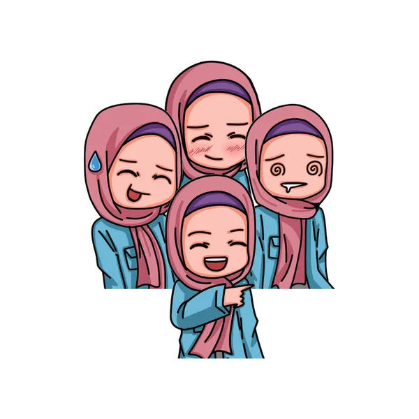 Illustration Female Character Wearing Hijab Vector Illustration — ストックベクタ