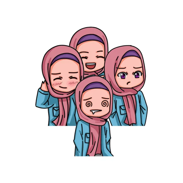 Ilustrasi Karakter Perempuan Mengenakan Hijab Ilustrasi Vektor - Stok Vektor