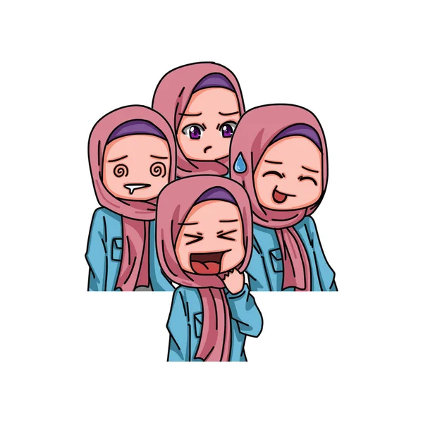 Ilustrasi Karakter Perempuan Mengenakan Hijab Ilustrasi Vektor - Stok Vektor
