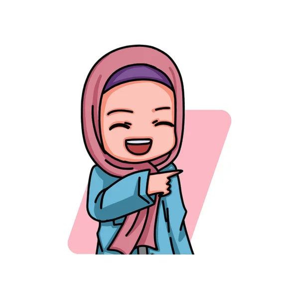 Illustration Female Character Wearing Hijab Vector Illustration — ストックベクタ