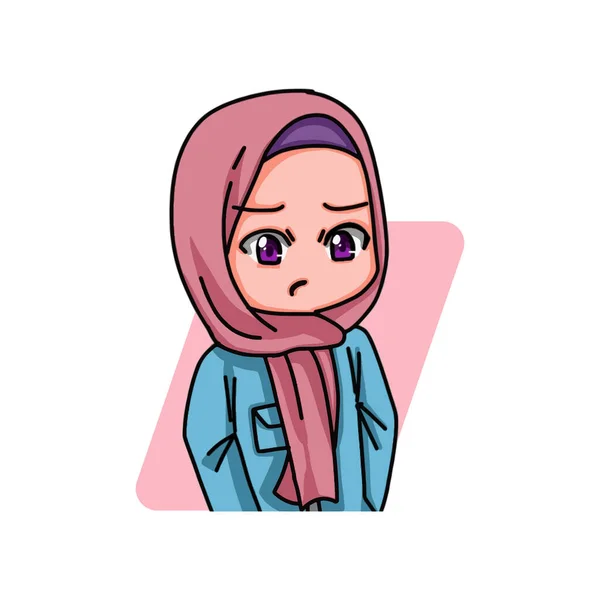 Ilustración Personaje Femenino Con Hiyab Ilustración Vectorial — Vector de stock