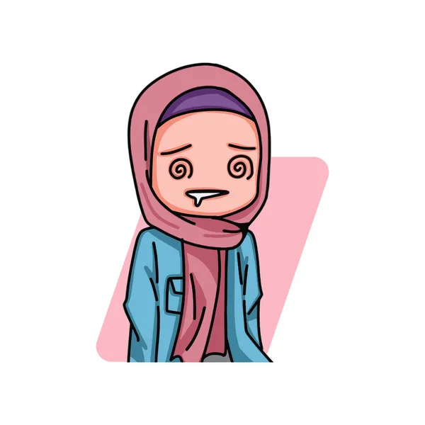 Illustration Female Character Wearing Hijab Vector Illustration —  Vetores de Stock
