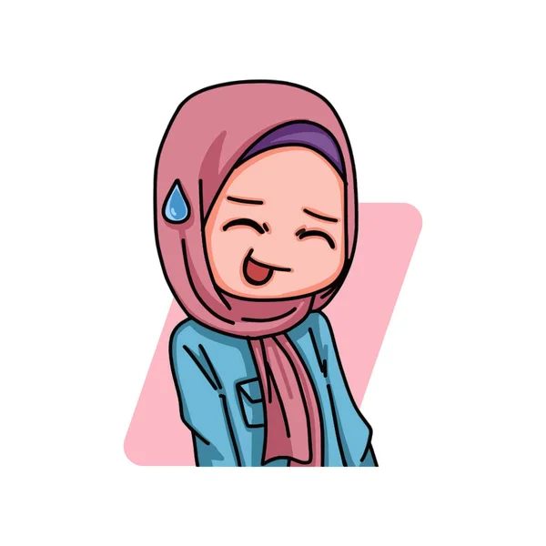 Illustration Female Character Wearing Hijab Vector Illustration — ストックベクタ