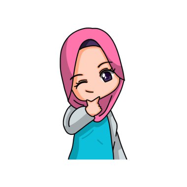 Şirin Müslüman Kadın Karakteri. Vektör İllüstrasyonu