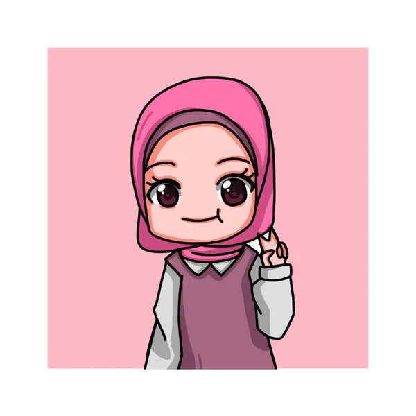 Cute Female Muslim Character Vector Illustration — Vector de stock