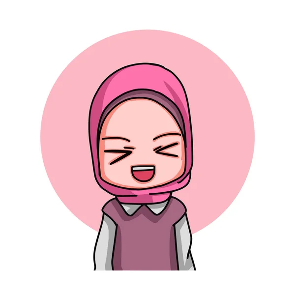 Cute Female Muslim Character Vector Illustration —  Vetores de Stock