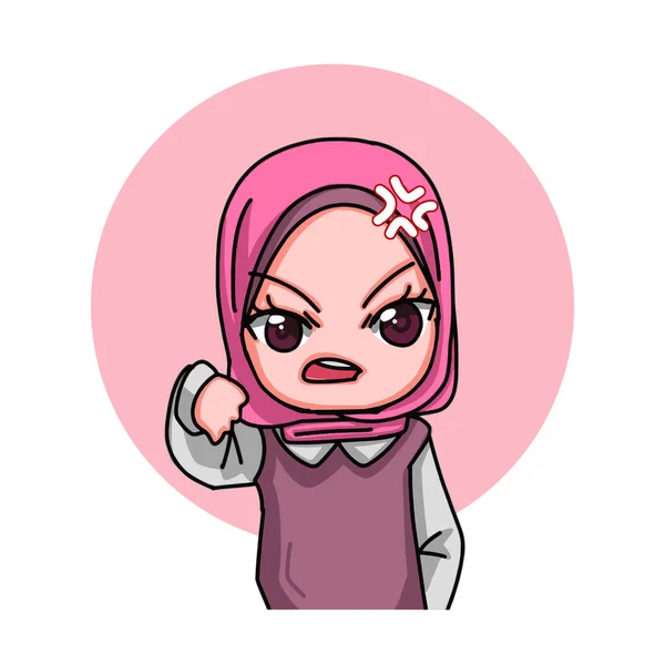 Cute Female Muslim Character Vector Illustration —  Vetores de Stock