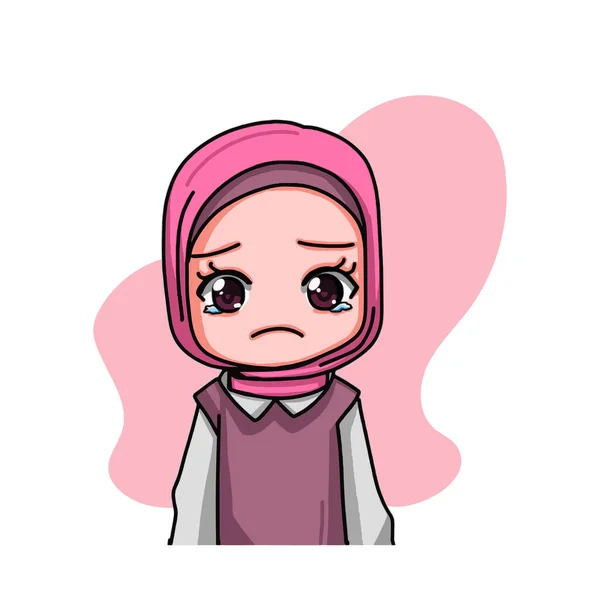 Cute Female Muslim Character Vector Illustration — Stock Vector