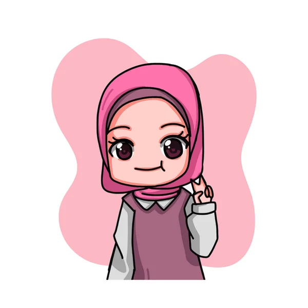 Cute Female Muslim Character Vector Illustration — Stock vektor